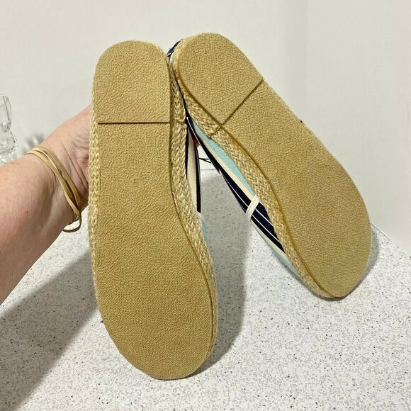 NWT Serra espadrilles blue & natural striped canvas flats slip on shoes US 9M - Picture 6 of 8